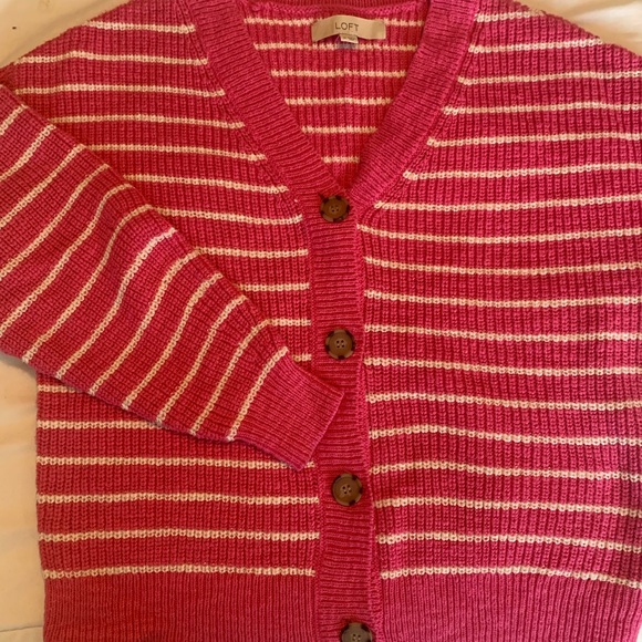 Pink and white striped cardigan - Picture 2 of 5